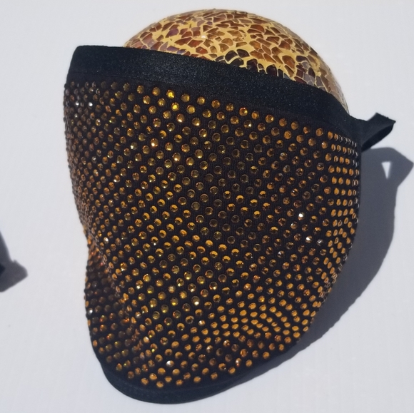 Gold Rhinestone Face Mask - Picture 2 of 3